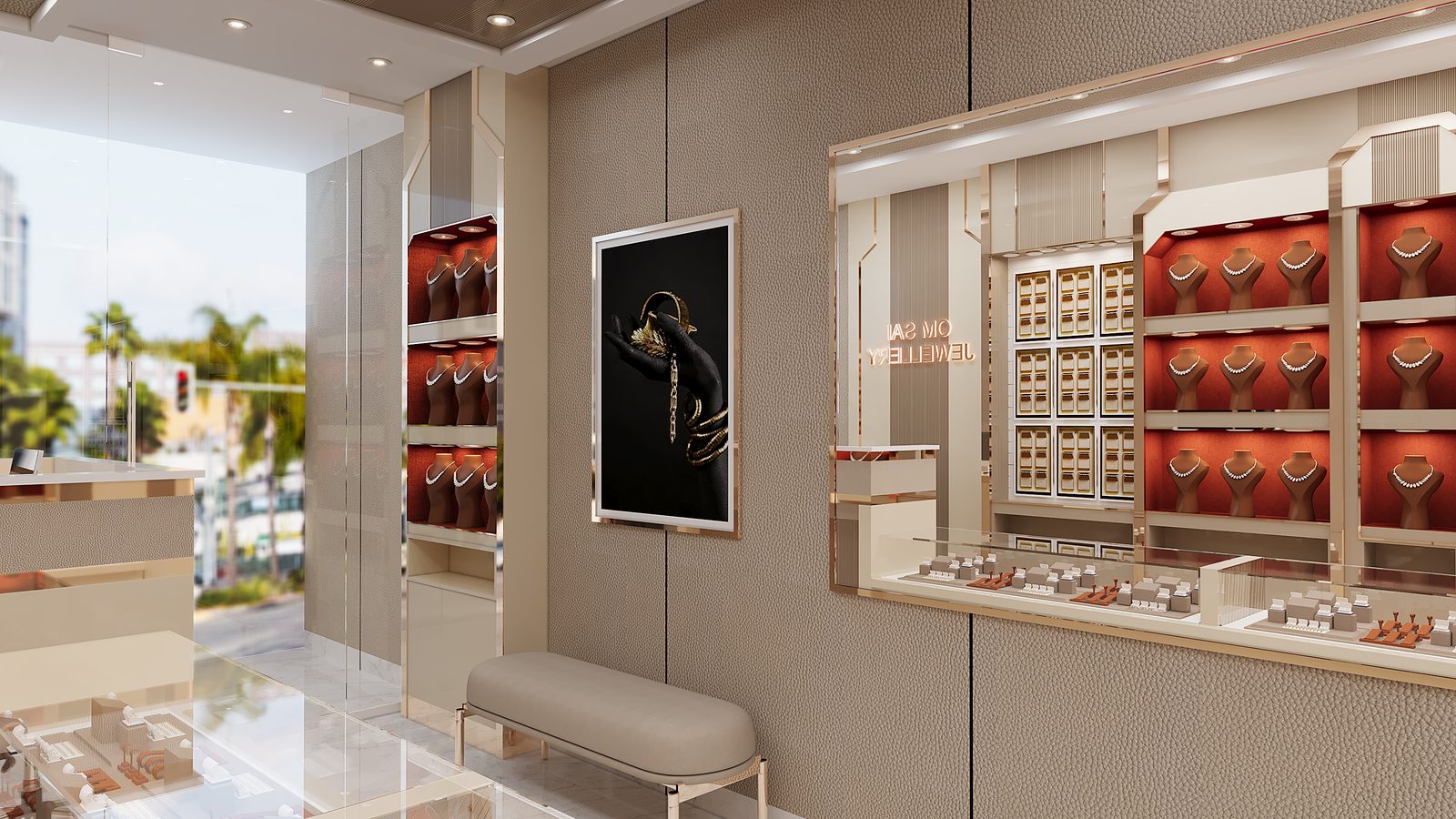 Jewellery Showroom Interior Simulation - Om Sai Real Work